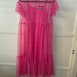Target Pride LGBTQ Pink Sheer Layered Tulle Mesh Dress Humberto Crus Small
